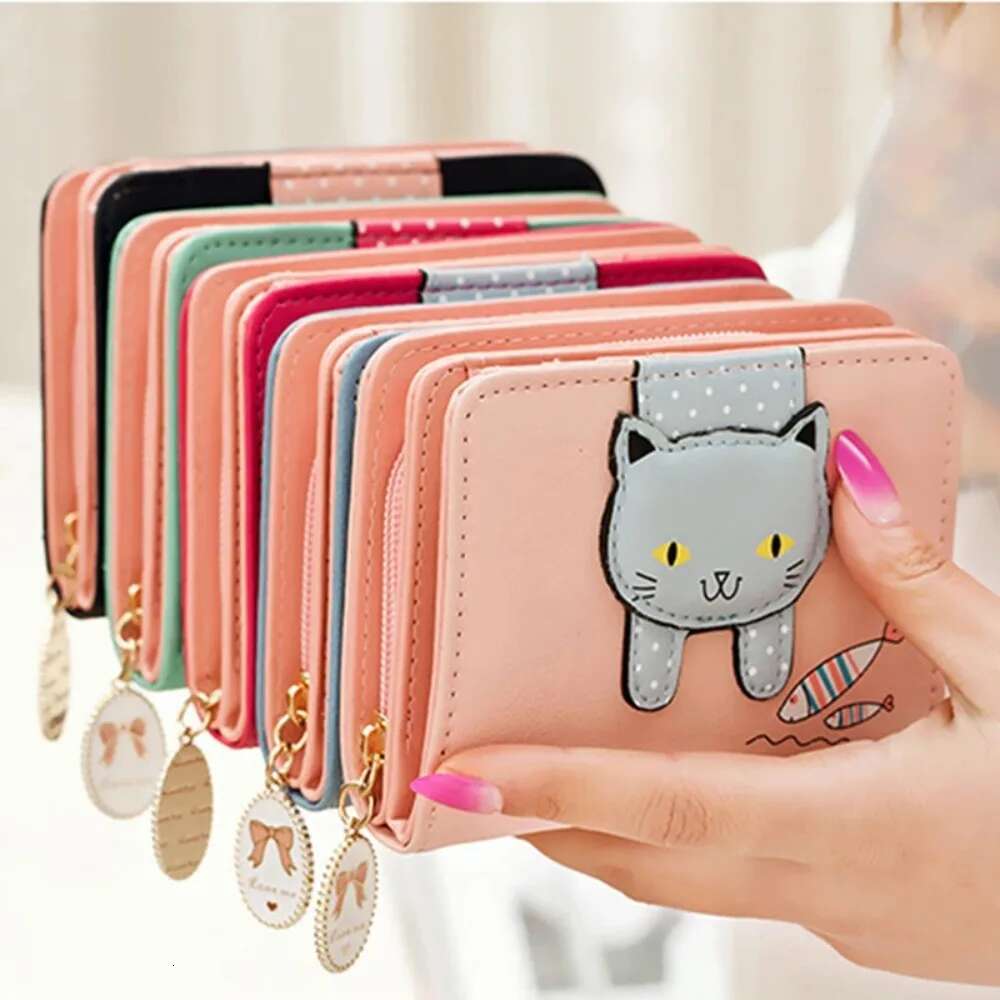 Kitty Purses for Women PU Leather Cute Short Wallets Zipper Coins Bag Women's Wallet Credit Card Holder Female Handbags