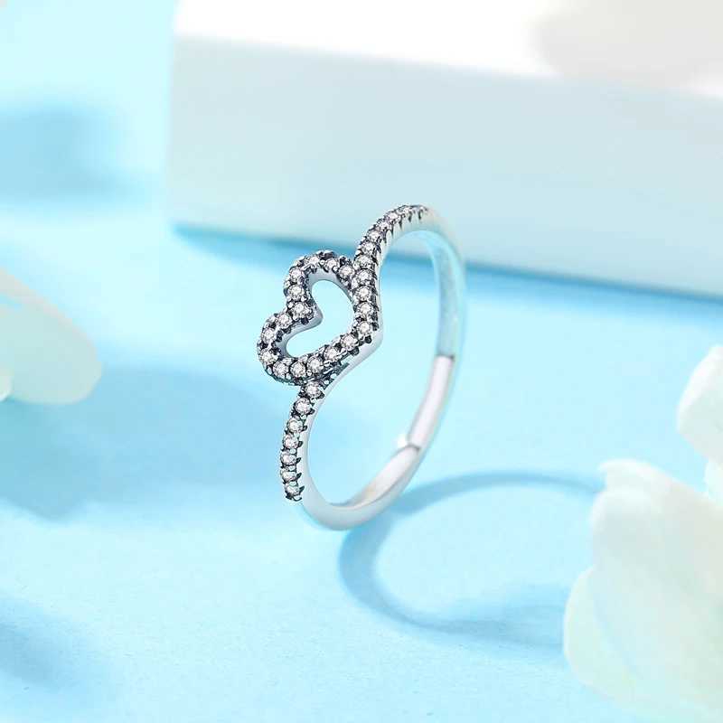 Original 925 Sterling Silver Ring bone Heart Crystal Rose Gold Rings For Women Wedding Engagement Birtay Gift JewelryXJ250514