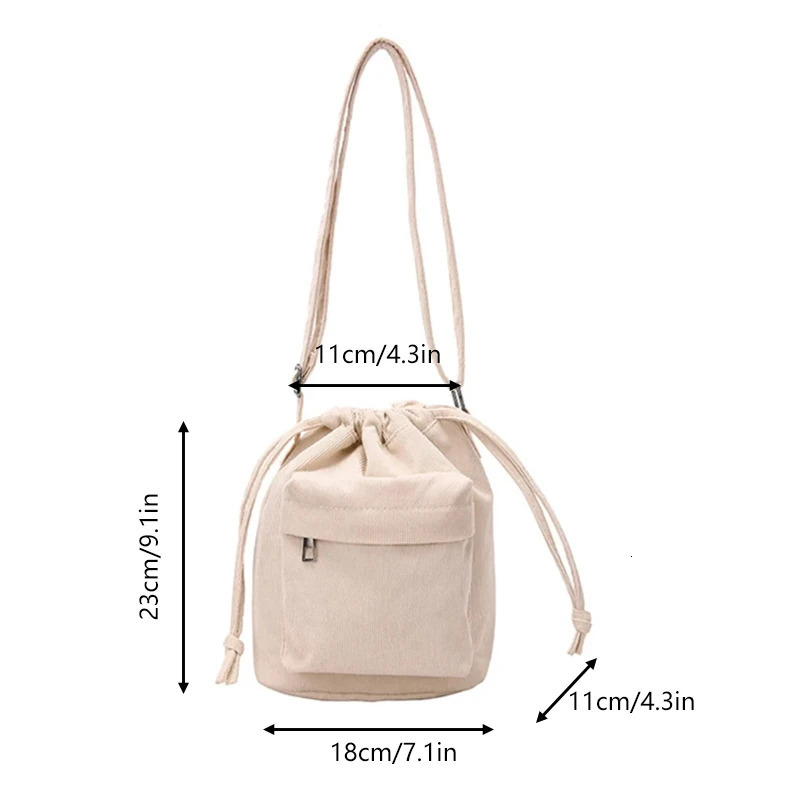Women Bag Middle Shoulder Korean Style Drawstring Bucket Casual Light Youth Crossbody Whole Sale 250514