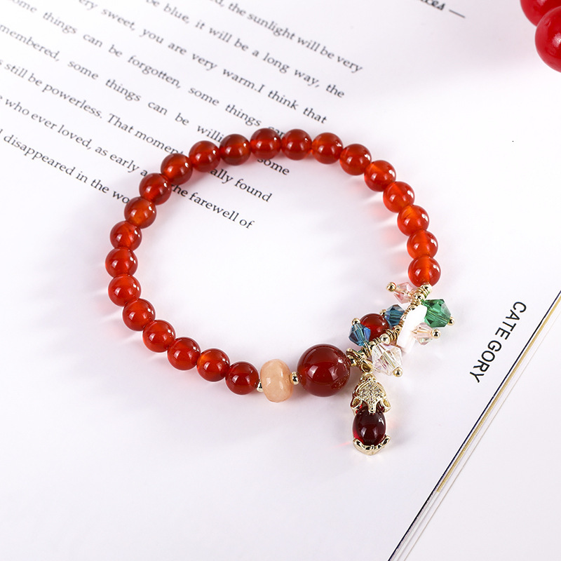 Noble and Exquisite Tiger Agate Crystal Bracelet, Female Pendant, Hand String, New Year Red Beaded Couple Jewelry