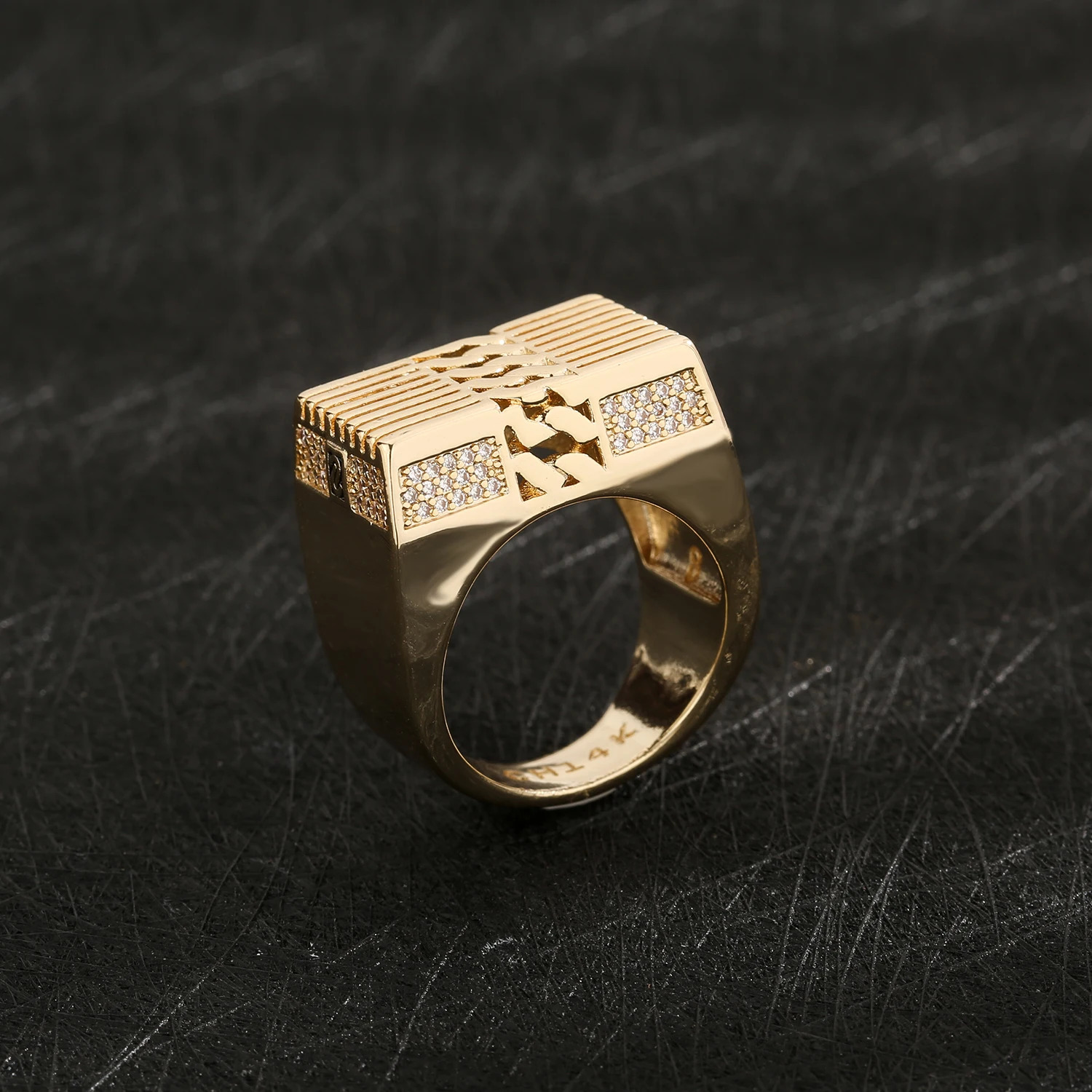 Elegant chain Cuban ring 14K brass ring party elegant mens ring 7/8/9 punk ring 250509