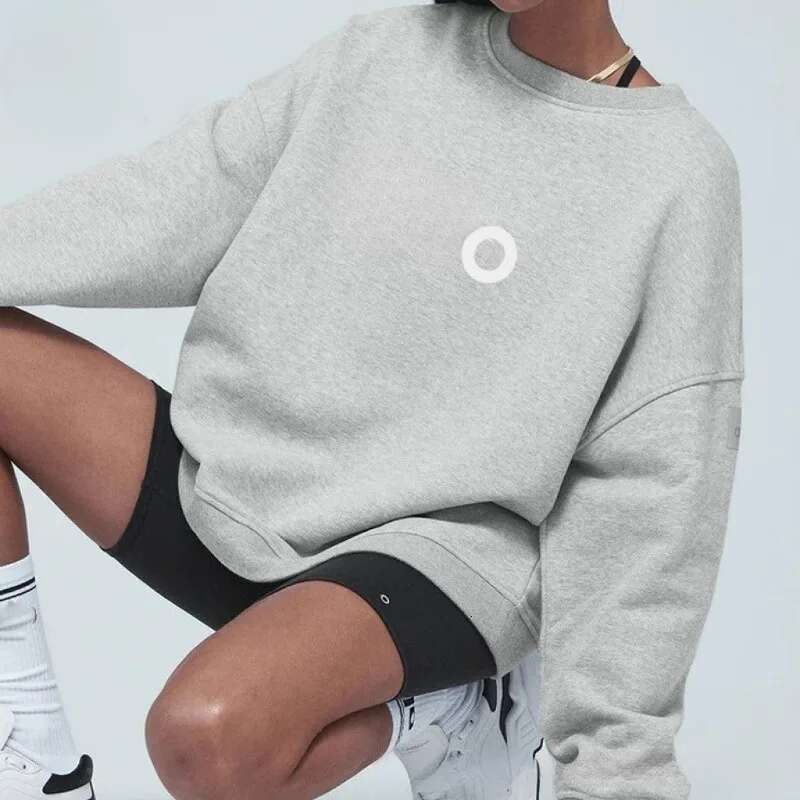 Round Neck Bright Line For Women Loose Slimming Casual Long Sleeved Top Elegant Fashion Solid Color Hoodie Designer