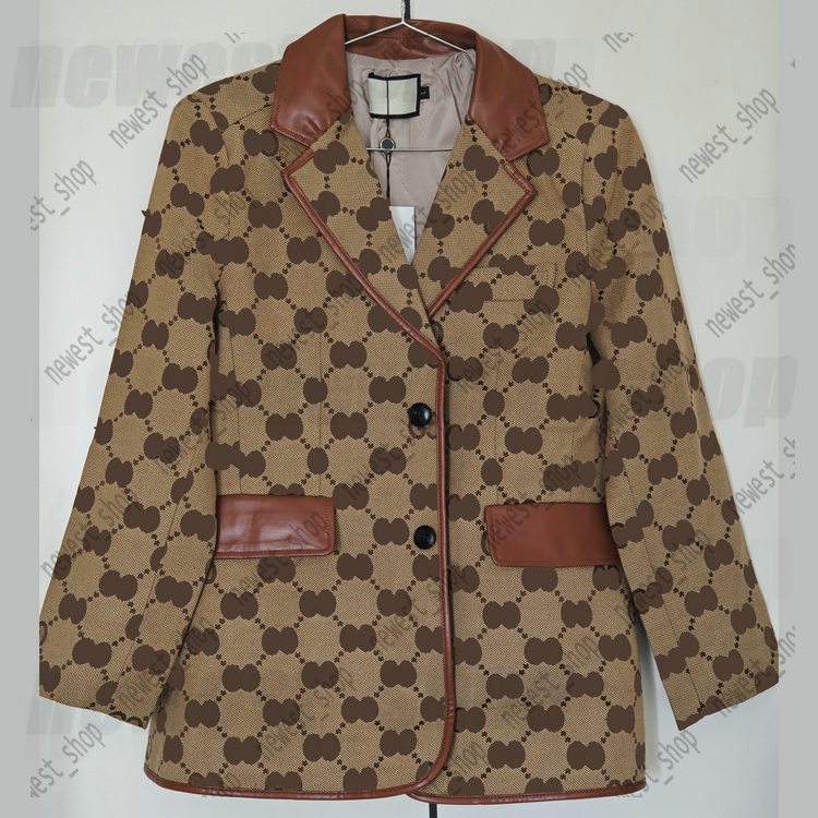 Western clothing womens Blazers designer autumn luxury outwear Double letter pattern print coat Jacquard matching patchwork leather Suits Blazer Male dress suit