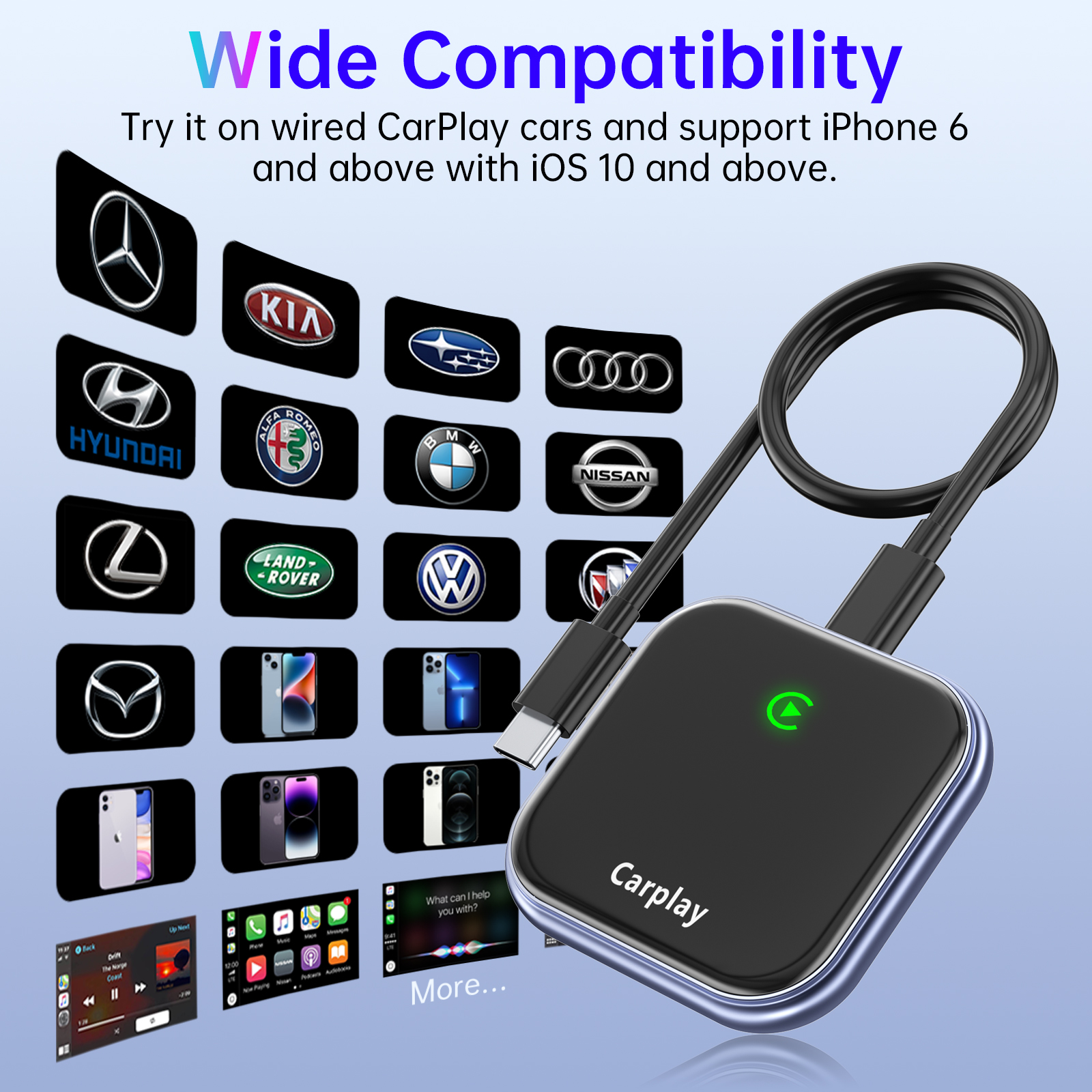 BY-963C Dual-Mode Wireless CarPlay/Android Auto Adapter 2-in-1 USB-A Dongle OEM Compatibility CE/FCC Certified - BY963C - Carplay adapter for car fact