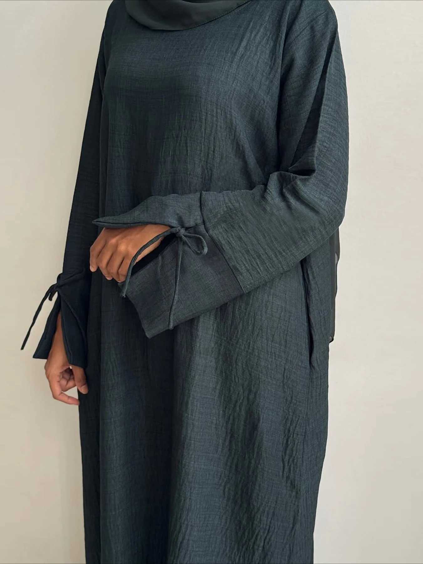 Muslim Abaya Women Dress Solid bow Jalabiya Eid 2025 Ramadan Morocco Islam Vestidos Largos Arab Long Robe Dubai Abayas Kaftan X250514