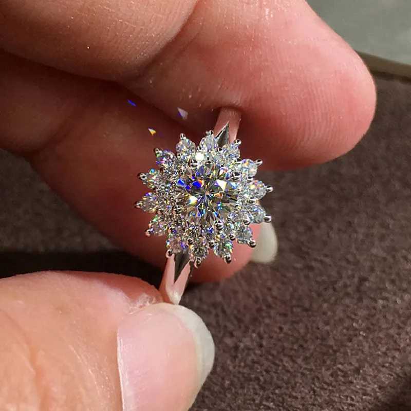 925 Sterling Silver Flower Rings For Woman AAA Cubic Zirconia Couple Zircon Wedding Rings Jewelry GiftsXJ250514