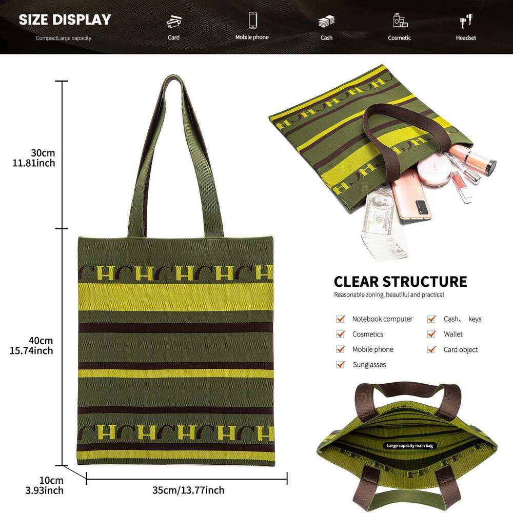 chch womens tote new striped portable handbag student shoulder bag 250513