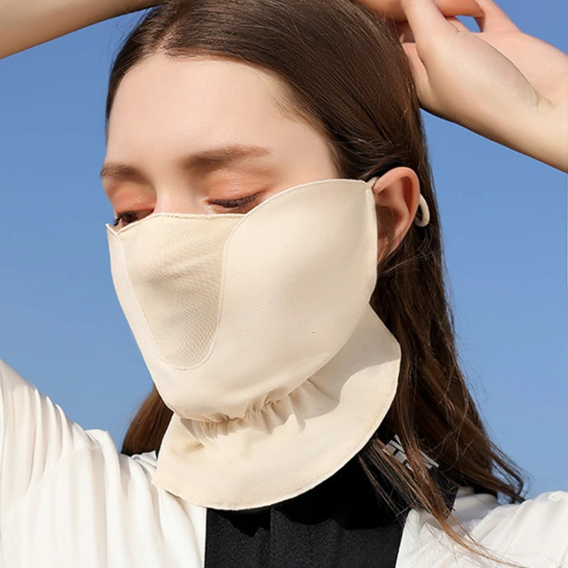 Summer Breathable Thin Chiffon Facial Sunscreen Mask Sports Cycling Driving UV Protection Ice Silk Adjustable Face Cover 250514