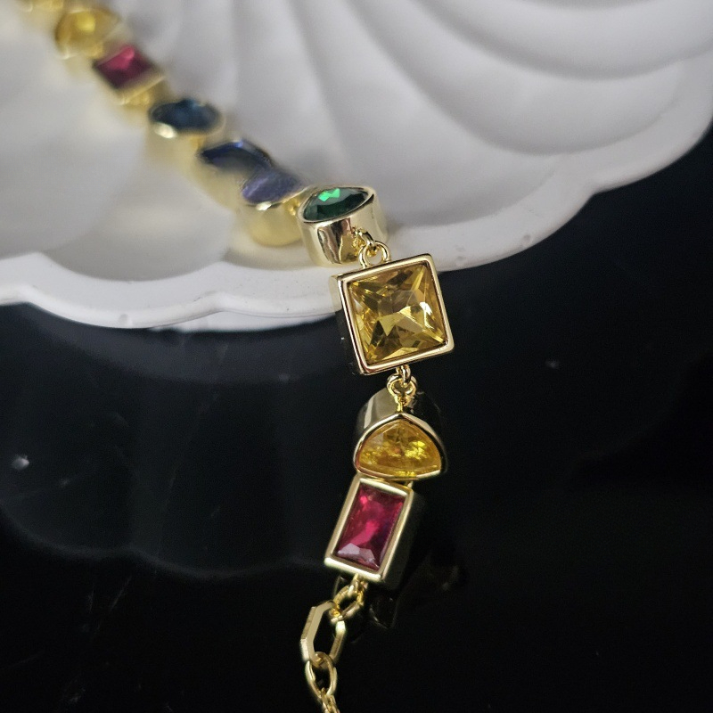 Elegant Crystal Charm Bracelet Colorful Geometric Design for Womens Fashionable Summer Jewelry Z250910