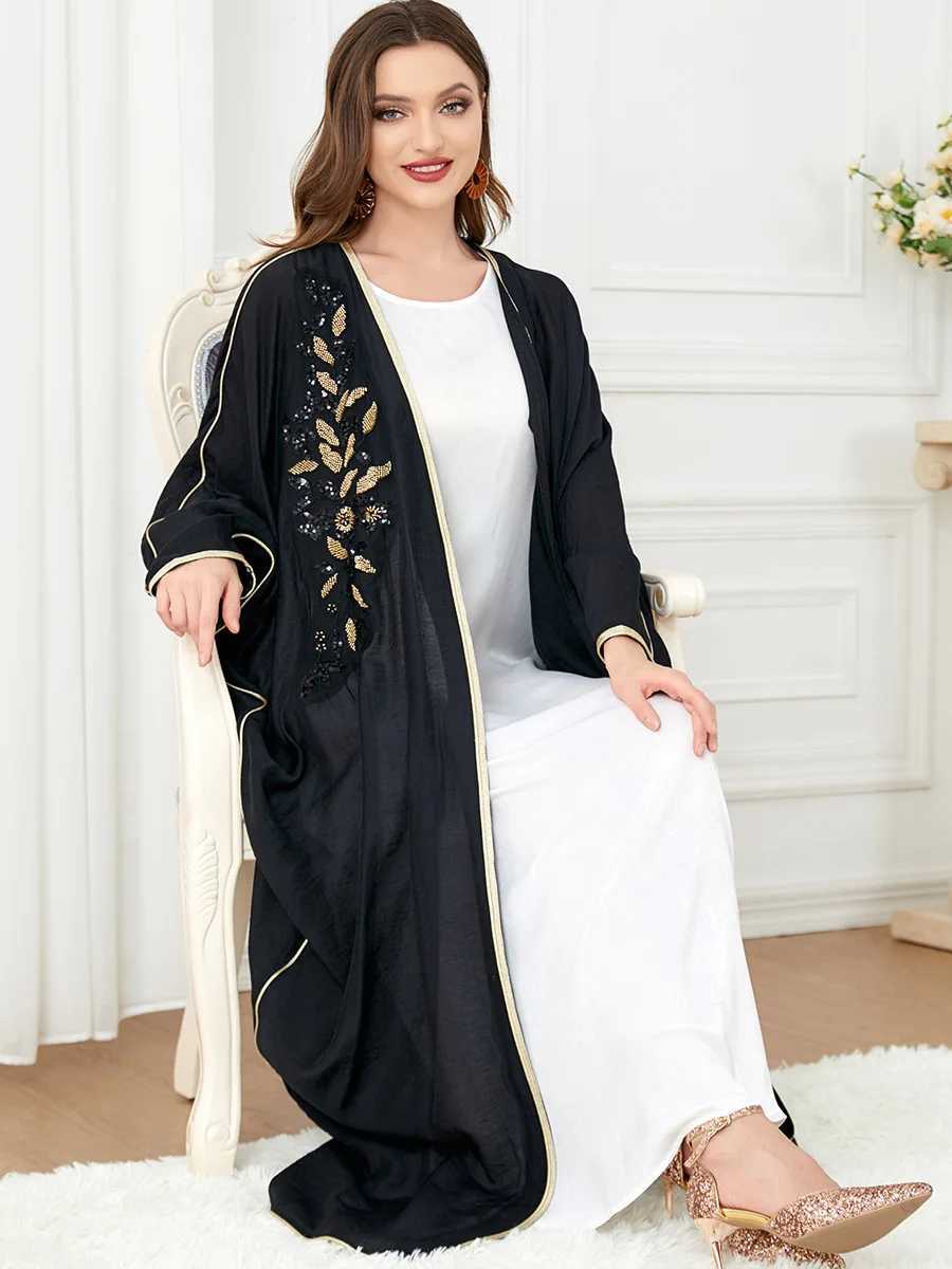 Muslim Abaya Dresses Dubai Black Cardigan on The Outside Robes Casual Loose Abayas for Women Moroccan Caftan Dresses for Women X250514