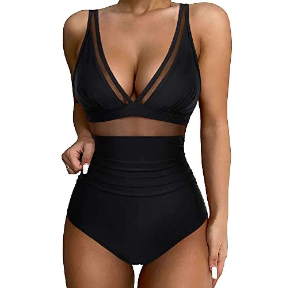 New European American high waisted one-piece women's tight fitting and sexy hollow out popular swimsuit, 2025 new casual fashion trend clothing