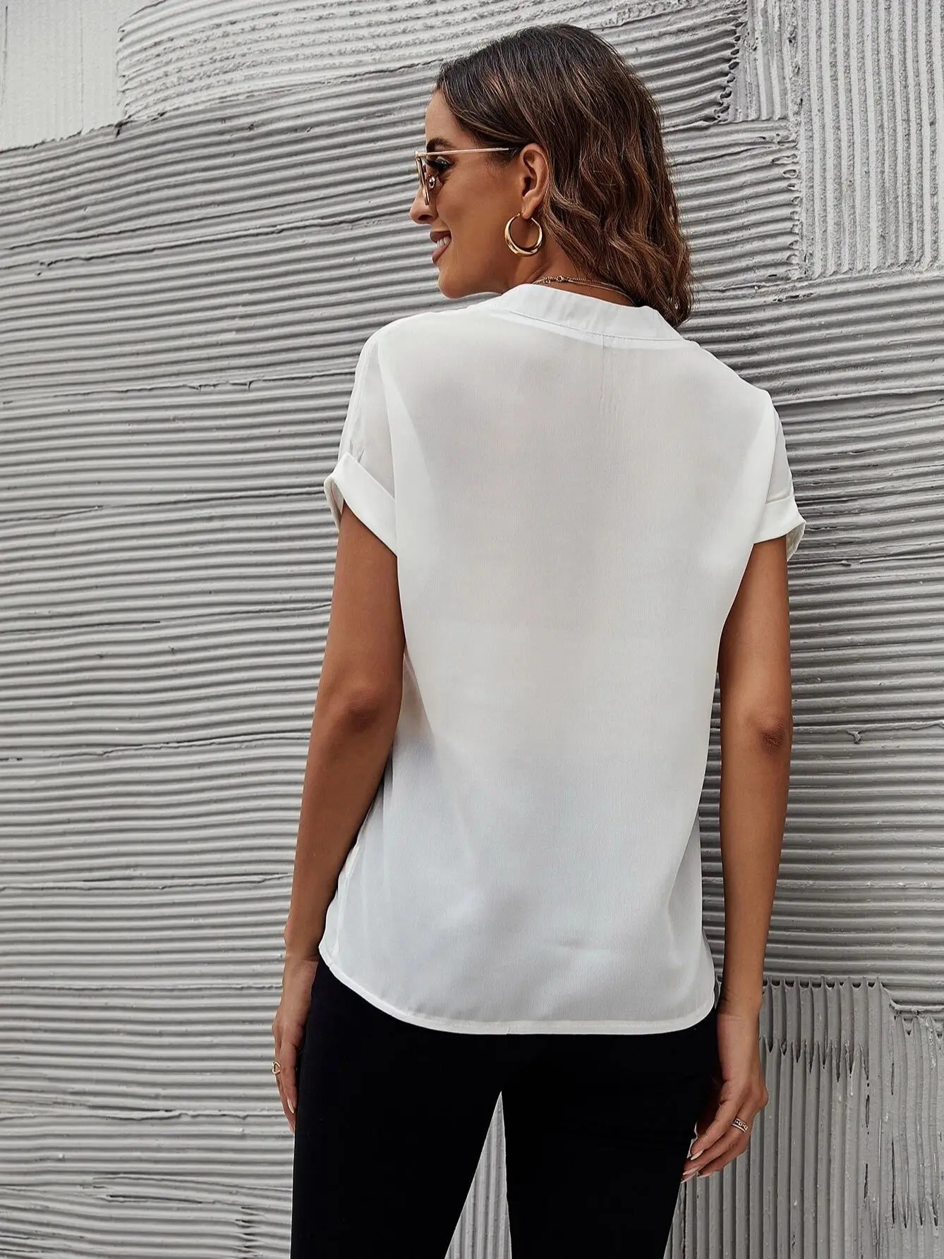 Unity Solid White Batwing Sleeve Women Shirts Blouses And Tops 250514