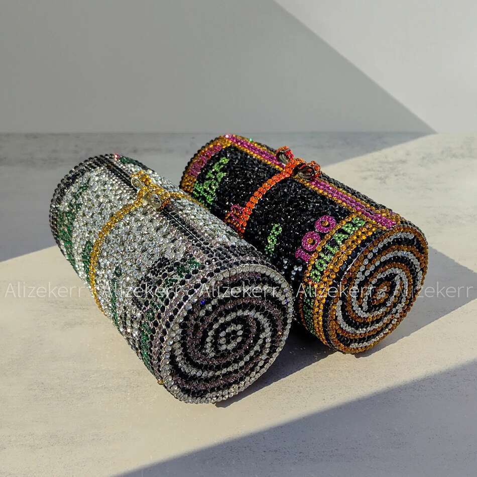 A Roll Of US Dollars Shaped Crystal Evening Bags Women New Gorgeous Novelty Unique Clutch Purses Wedding Party