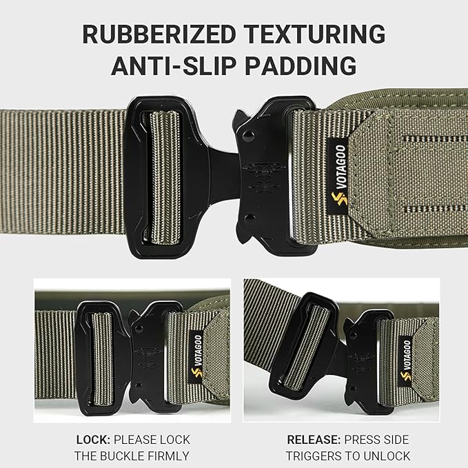 VOTAGOO Tactical Battle Belt with Quick Release Buckle MOLLE System, Heavy Duty Gun Holster Belt