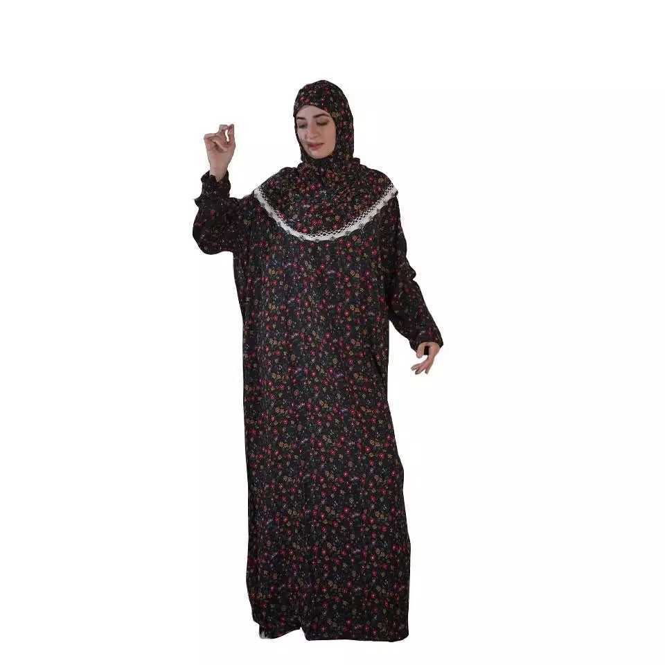 Eid Muslim Women Print Dresses Jalabiya Vestidos Dubai Prayer Abayas Islam One Piece Scarf Long Robe Ramadan Morocco Kaftan X250514