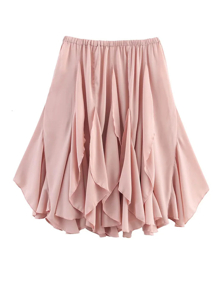 Womens Clothing European and American style slim high waist irregular layered decorative skirt 250514