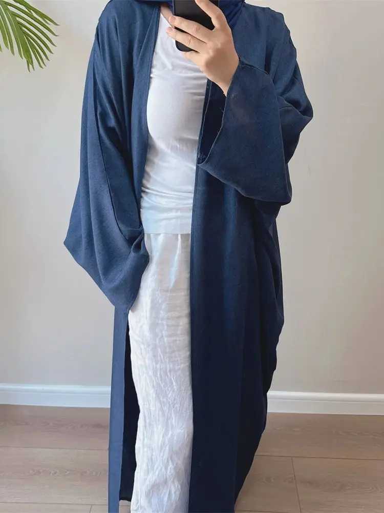 Eid Open Solid Color Batwing Abaya Dubai 2024 Modest Kimono Muslim Kaftan Dresses Abayas for Women Islam Ka Caftan Femmes X250514