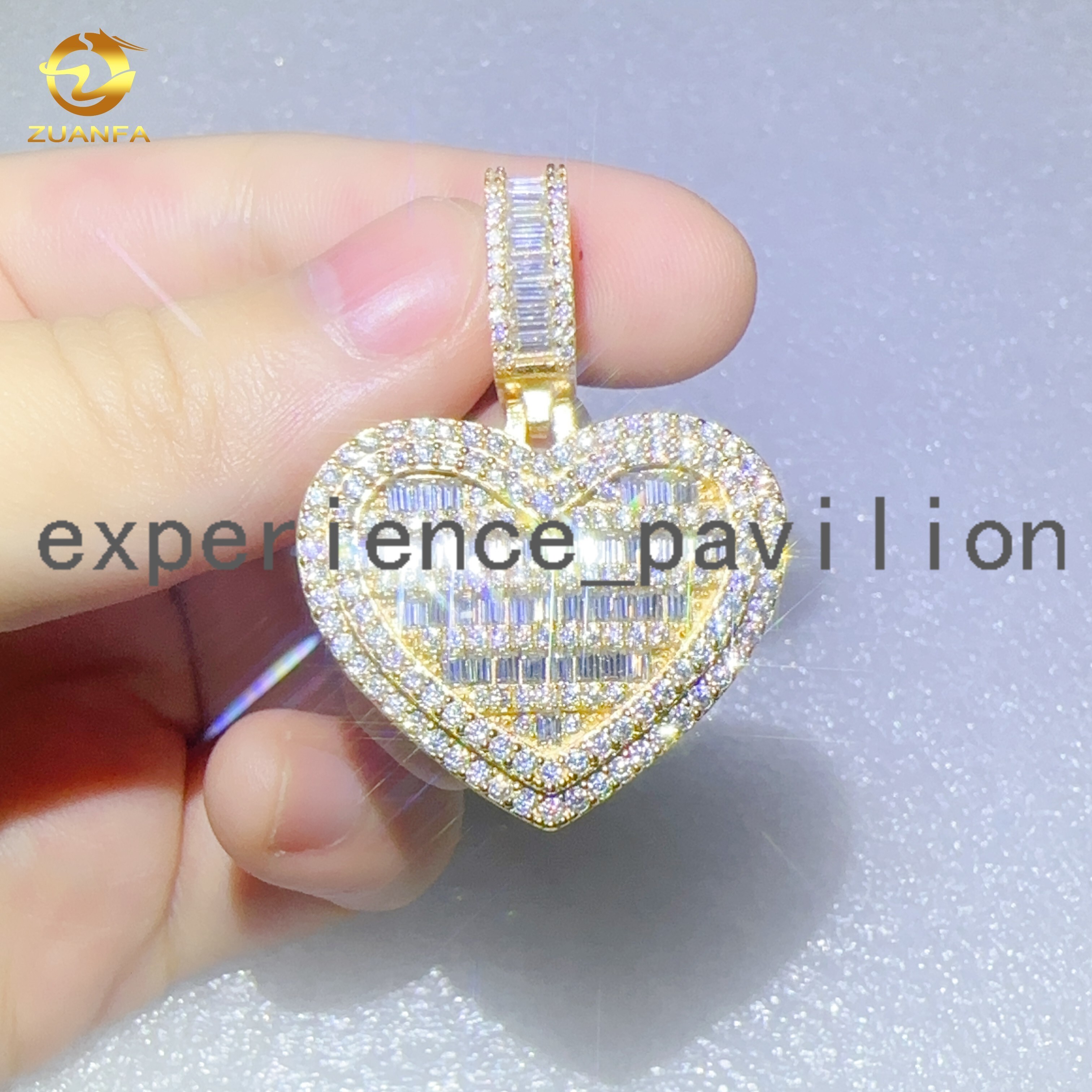 Emerald Diamond Pendant 925 Silver Iced Out Moissanite Pendant Custom Jewelry Heart Shape Pendant