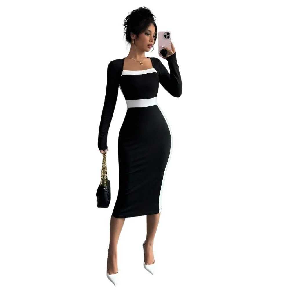 Autumn Winter Sweater Dress for Women 2024 New Arrivals Square Neck High Waist Long Knitted Dress Korean Maxi DressesXJ250514