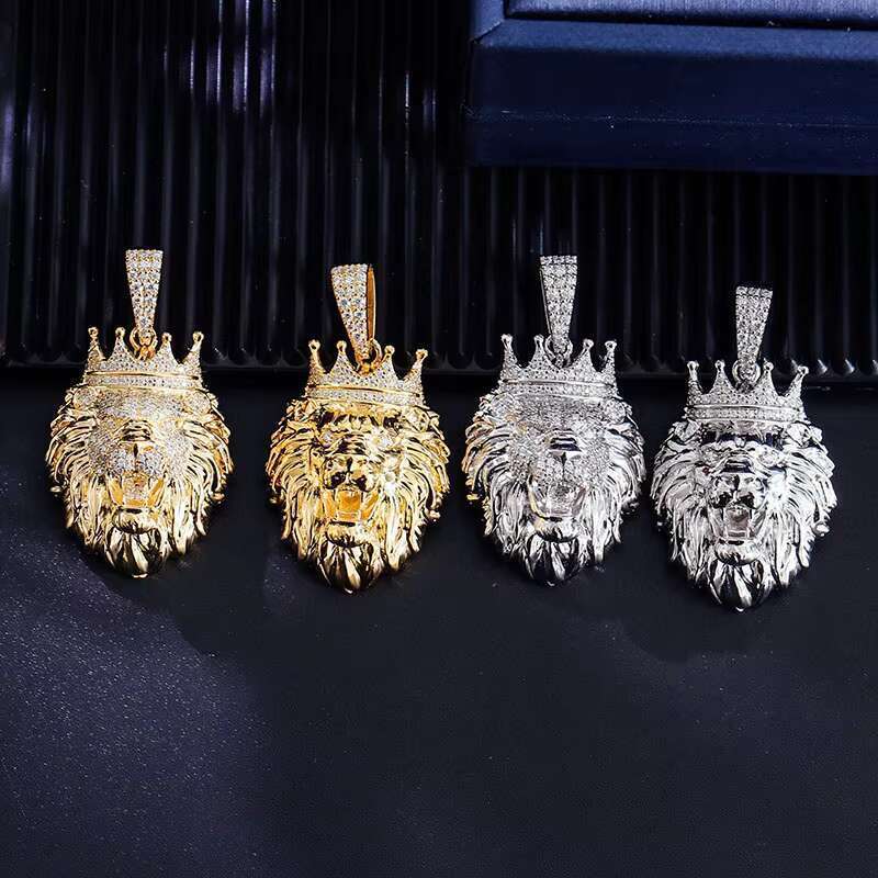 Hip hop jewelry pyroxene 14k 10k tiger graphic sier ice chain pendant