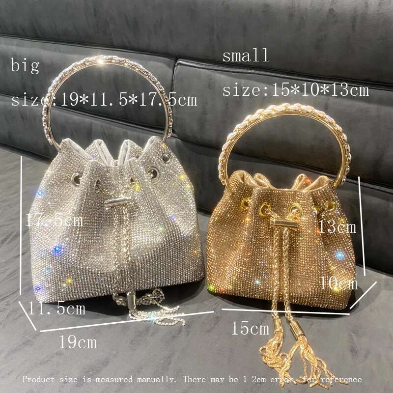 purses and handbags bags for women Designer bucket clutch purse evening banquet Crystal rhinestone shoulder bag