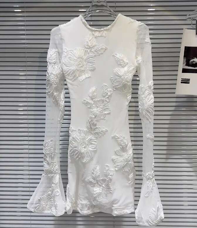 Getspring Dress Flare Sleeve Printing Embroidery Vintage Long Sleeves Backless Sexy Dresses Women 2024 New