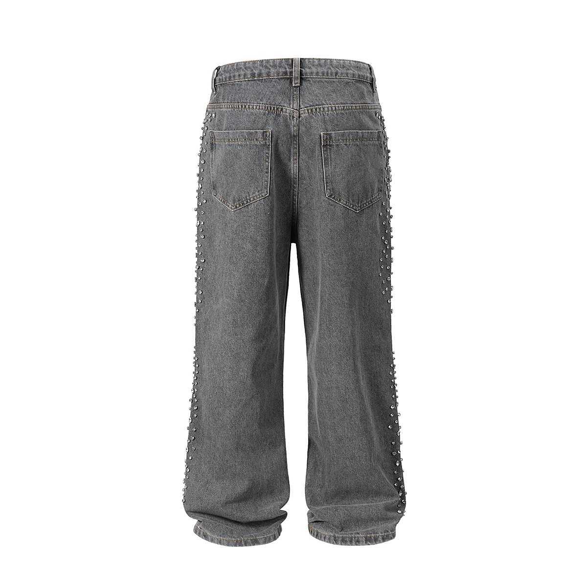 Pearl dded Diamond Jeans for Men Full Rhinestone Straight Blue Baggy Denim Trousers Hot Drill Vintage Loose Casual Cargos X250514
