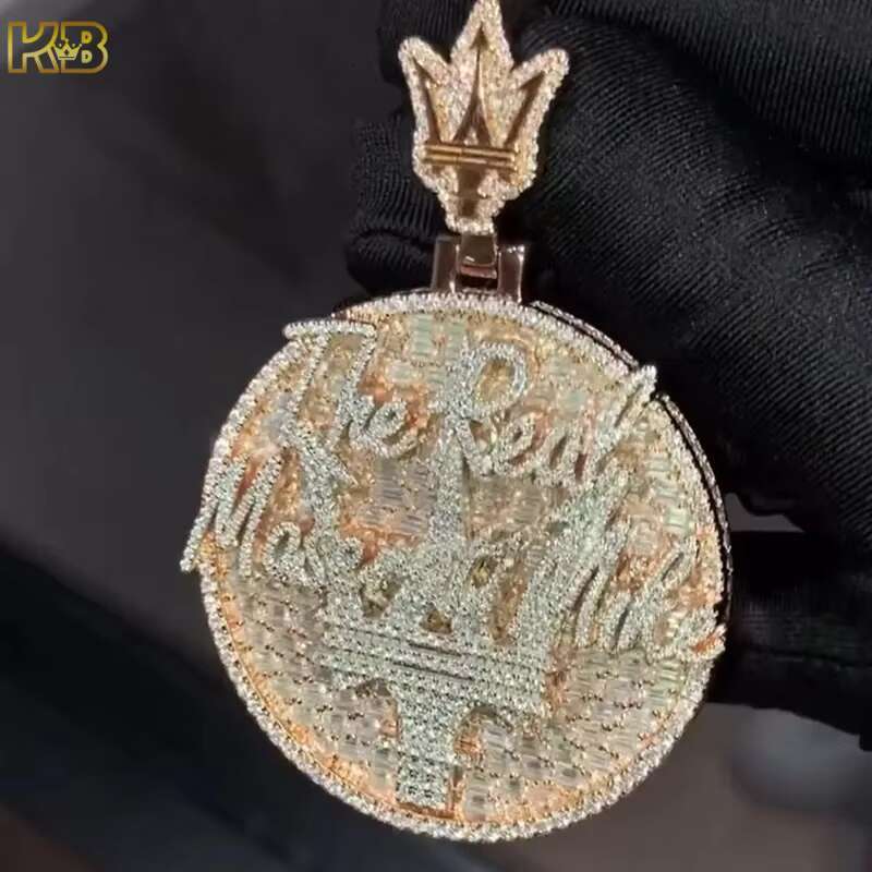 Custom Diamond Sterling Silver Iced Out Vvs Mossanite Hiphop White Font Hip Hop Sliver Moissanite Pendant Men Contact customer service for customizati
