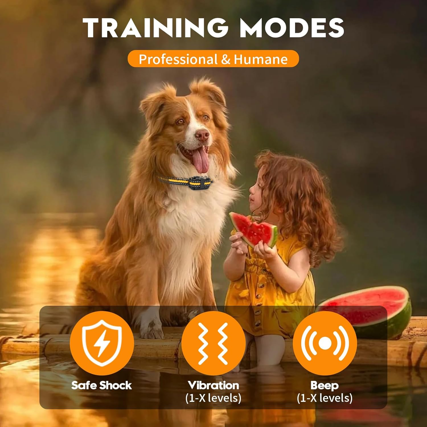 Safe Dog Training Collar with Three Corrective Modes for Barking/Pouncing Charging - Fits 5-110lb Puppies & Adult Pets
