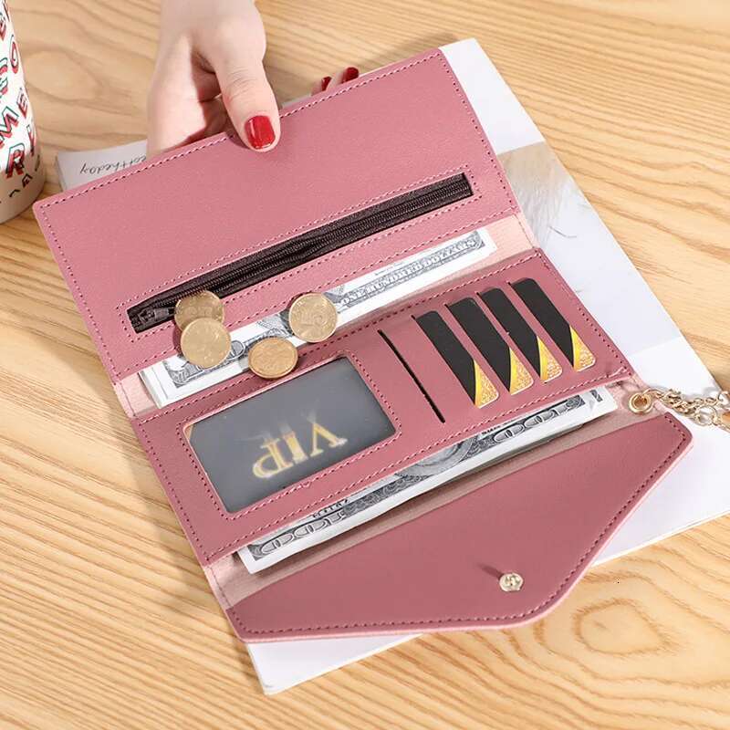 Envelope Design Women PU Leather Long Wallet Tassel Large Capacity Female Purse Bag Clutch Multiple Slots for Money Coin Photo