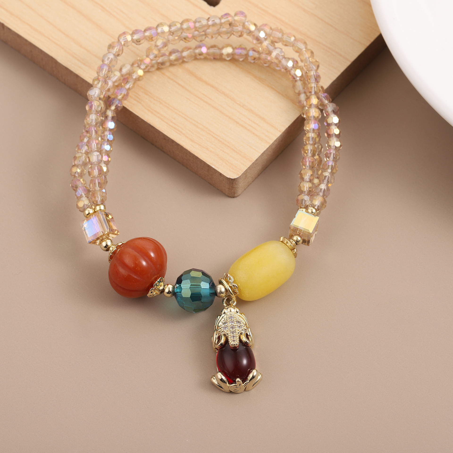 Direct creative combination women's three-layer tourmaline crystal bracelet, fashionable ethnic style and temperament bracelet