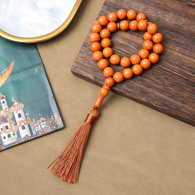 Prayer tassel Muslim Saudi bracelet, 33 beads handmade bead imitation coral bracelet