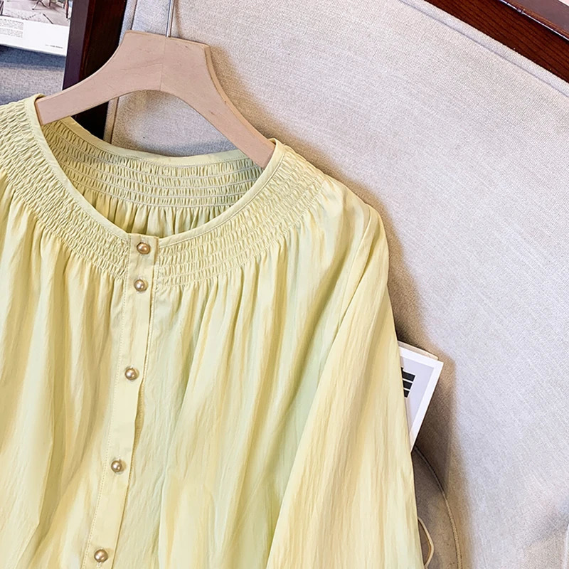 Plus Size Shirt Female Spring Summer Arrivals O Neck Collar Long Sleeve Tops For Woman Loose Ladies Shirts Blouses 250514