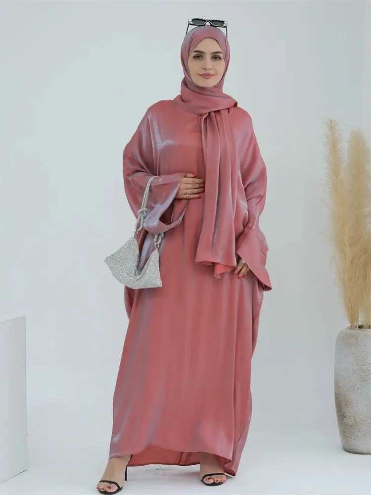 Eid Modest Satin Khimar Abaya Dubai Luxury 2024 Muslim Islam Arabic Abayas For Women Kaftan Hijab Dress Robe Femme Musulmane X250514