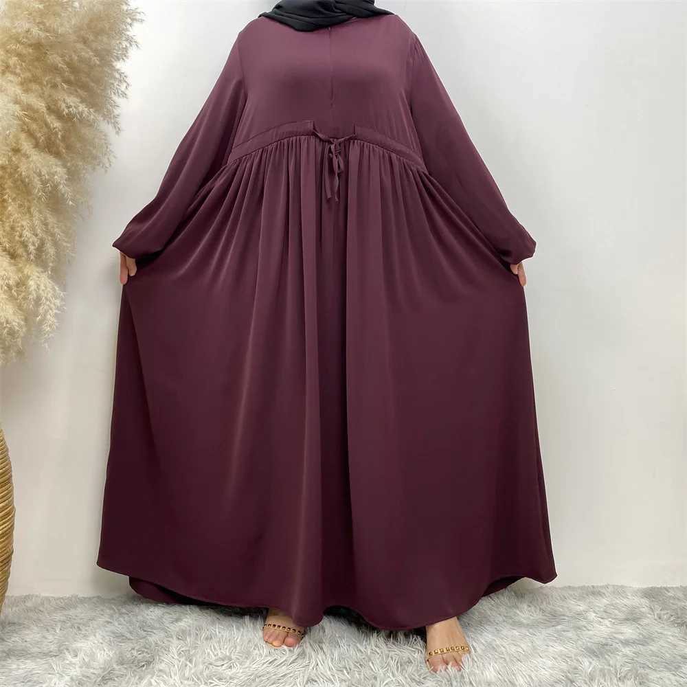 Crepe Prayer Dress New Elegant Modern Maxi Dress High Quty EID Ramadan Modest Abaya Elastic Cuff Islam Women Muslim Clothing X250514