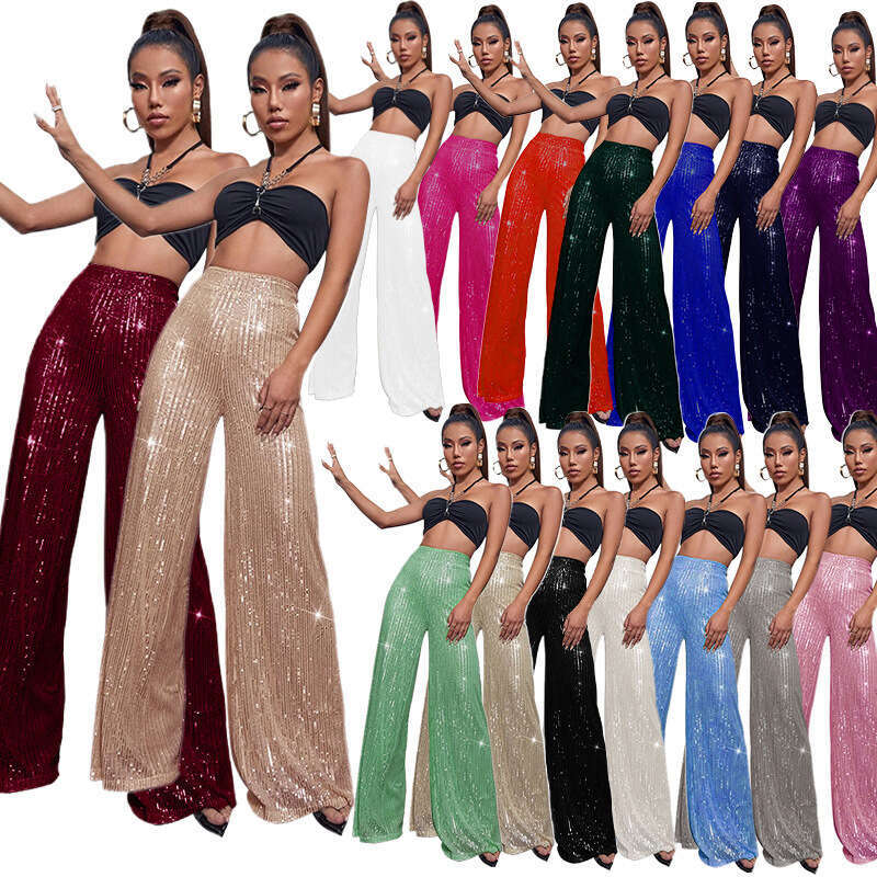 Women's Wear Women's High Waisted Fashionable Casual With Sequined Loose Drape And Wide Leg Pants For Summer Women