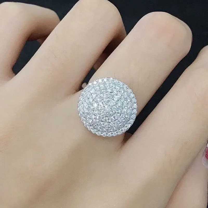 Exquisite Female Rings 925 Sterling Silver Dazzling Disc AAA Zircon Rings for Women La Anniversary Gift Jewelry Womens RingsXJ250514