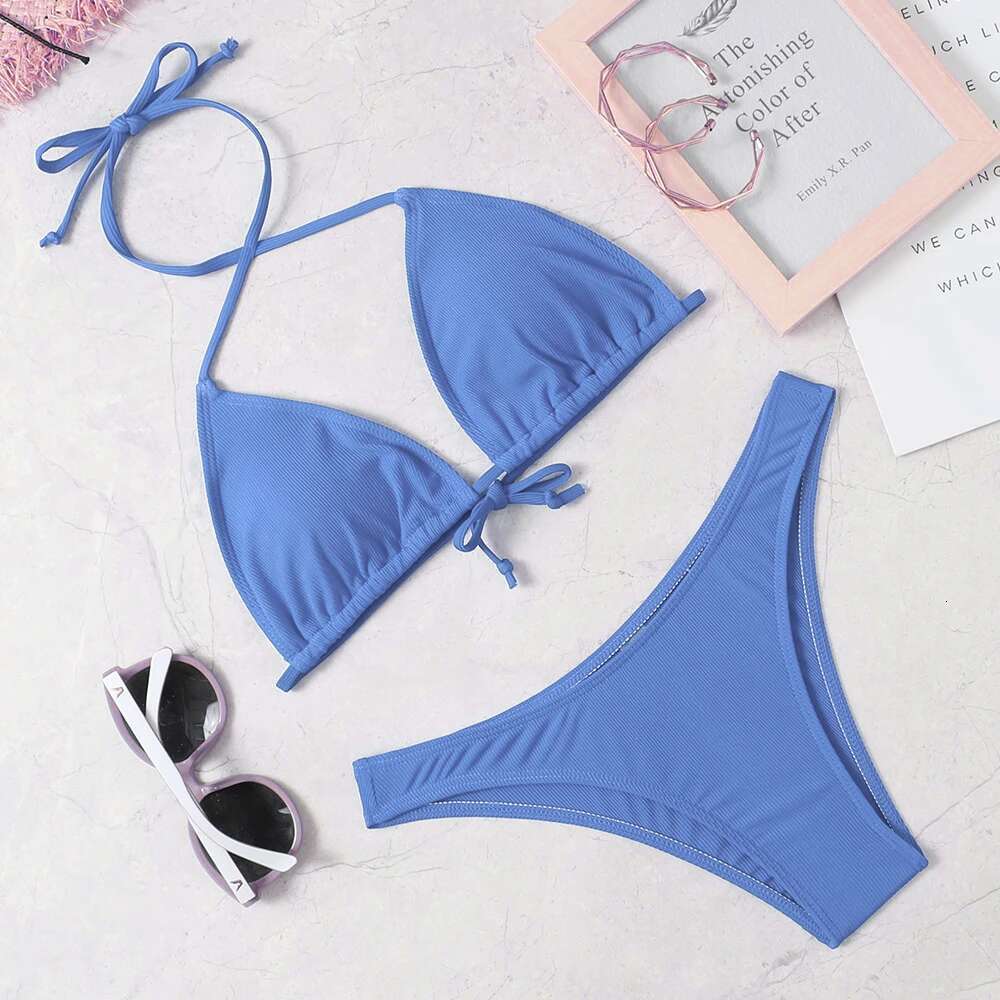 2022 new sexy bikini suit solid color women's Beach swimsuit