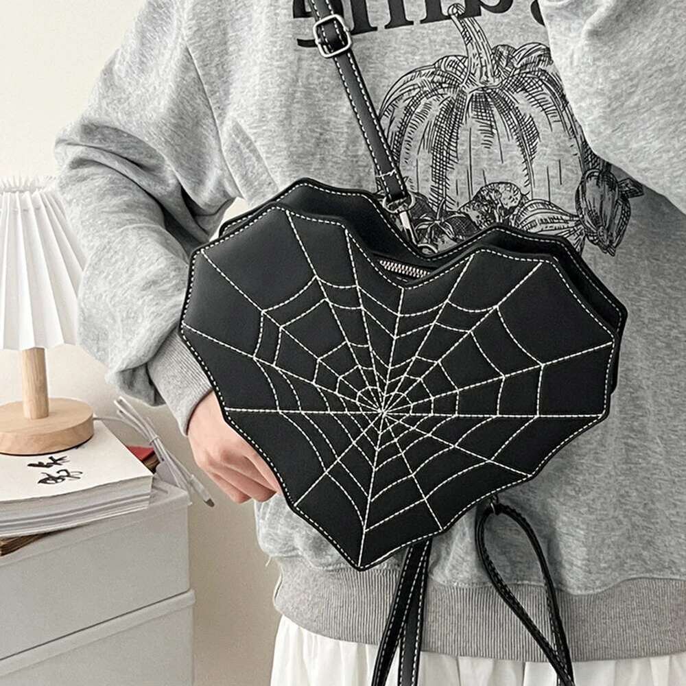 Gothic Style Shoulder Halloween Girls PU Leather Women's Backpack Cobweb Crossbody Bag Handbag Purse For Women 250515