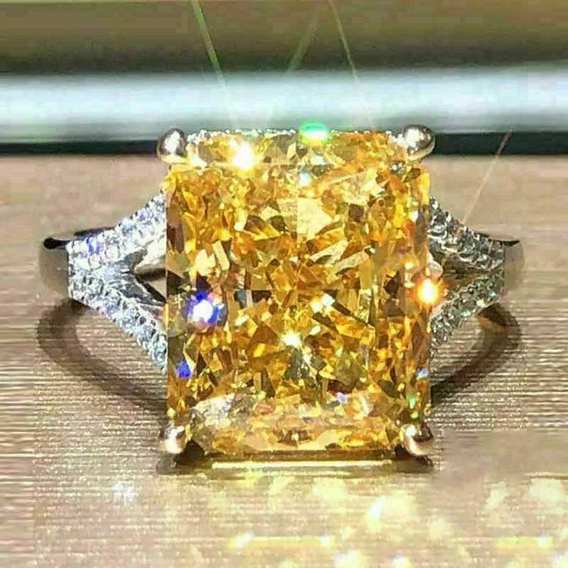 925 Sterling Silver Gorgeous Yellow CZ Rings for Women Engagement Wedding Luxury Las Accories Party Train JewelryXJ250514