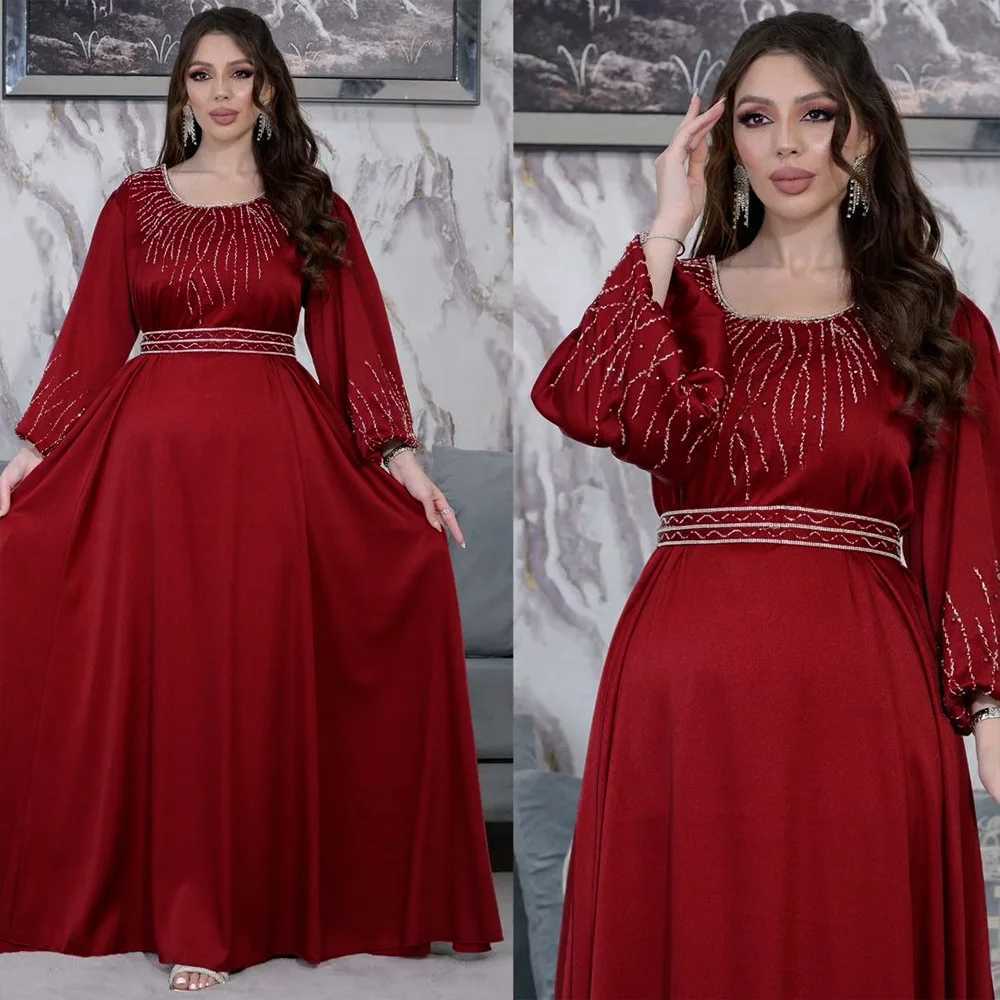 Fashion Moroccan Diamonds Abaya Women Muslim Dresses Caftan Kaftan Turkey Evening Party Eid Ramadan Musulmane Jalabiya Vestidos X250514