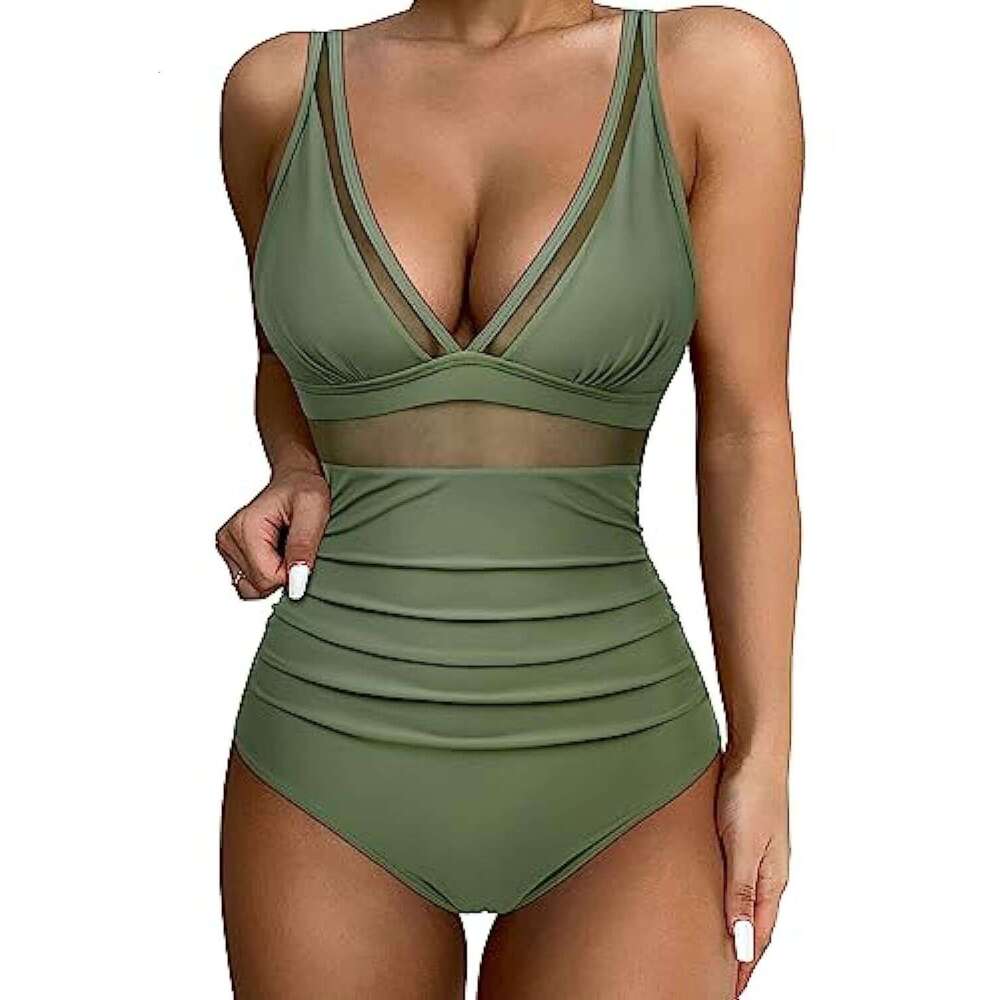 New European American high waisted one-piece women's tight fitting and sexy hollow out popular swimsuit, 2025 new casual fashion trend clothing