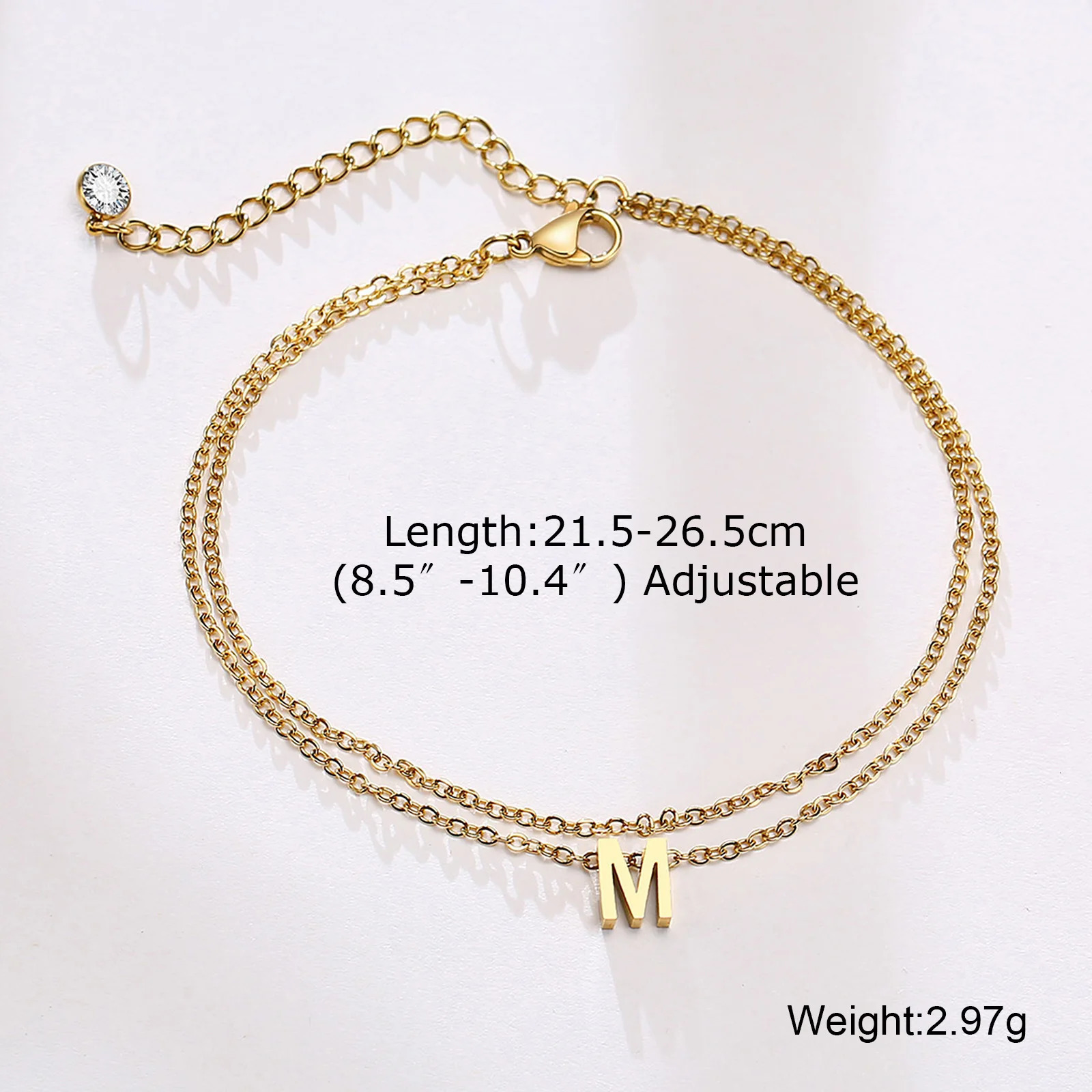 Layered Initial Bracelet Anklet for Women Stainless Steel Foot Chain A - Z Letter Ankles Bohemian Summer Beach Gift 250513