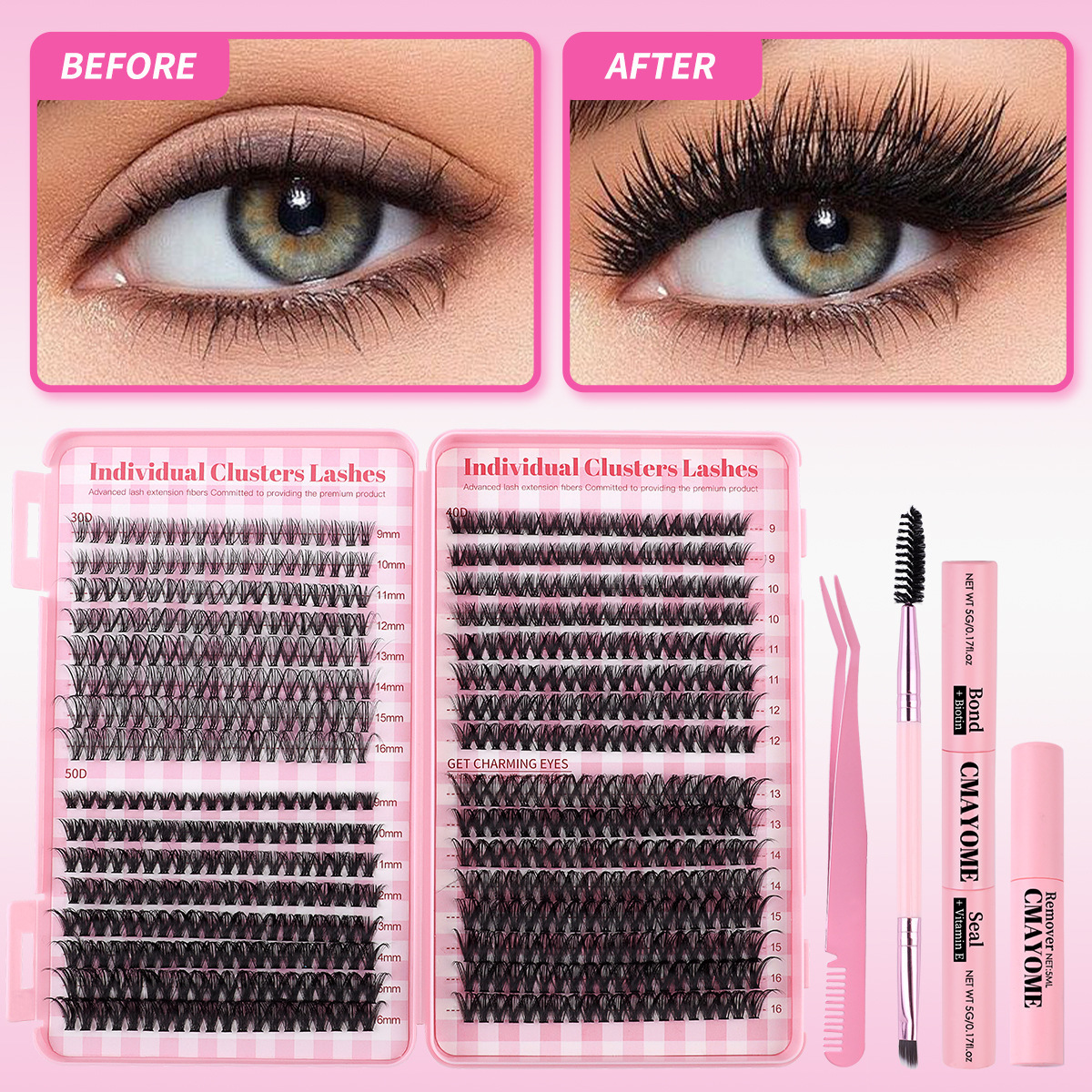 Eyelash Clusters Kit Large capacity Wispy Individual Lashes Natural DIY Cluster Eyelash Extensions for Beginners 241218