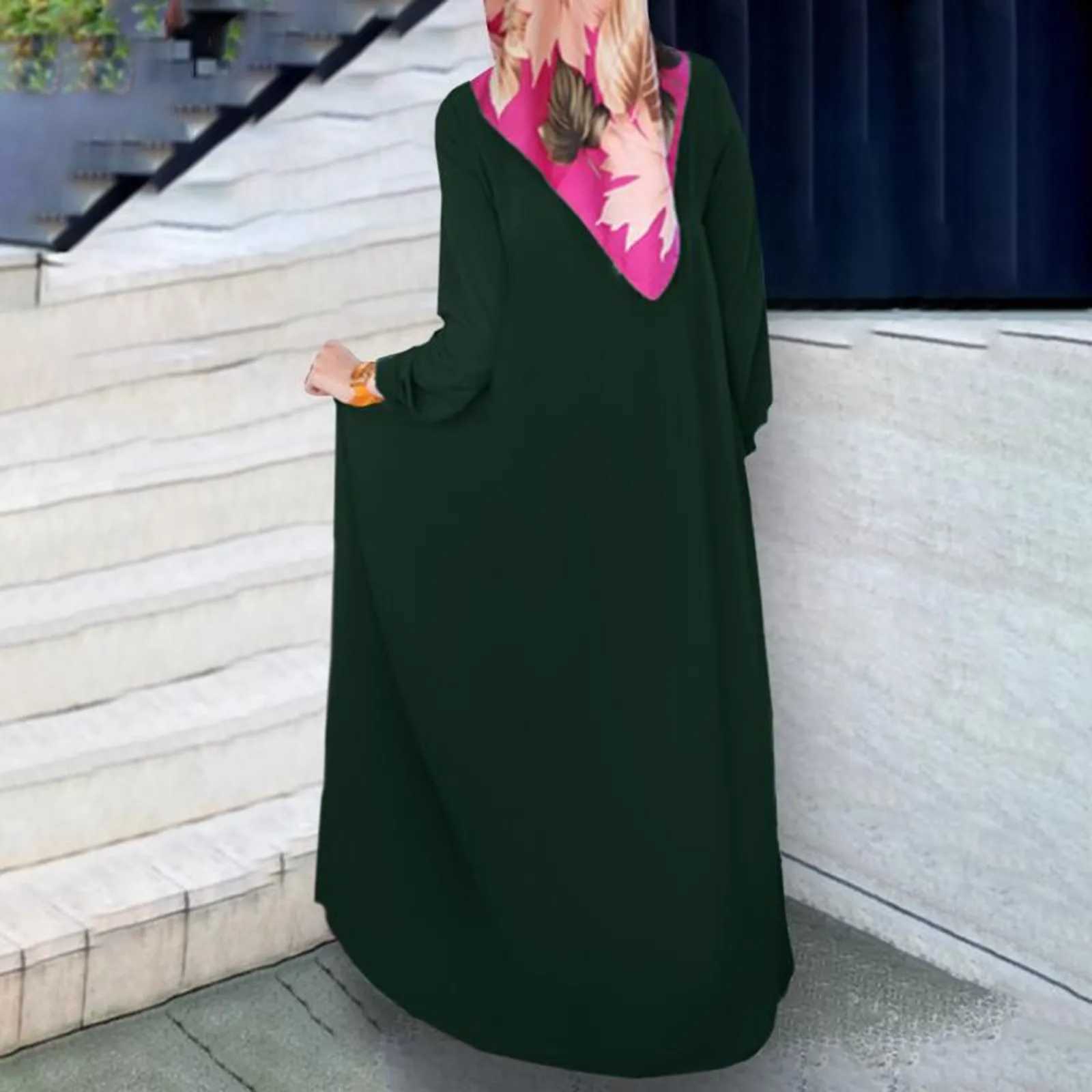 Fashion Ruffles Hem Muslim Sundress Women Pleated Puff Slve O-Neck Dress Autumn Elegant Party Abaya Vestidos Islamic Clothing X250514
