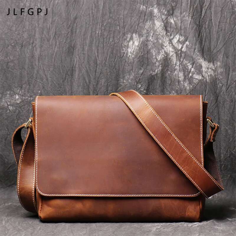 Retro Men's Genuine Leather One-shoulder Head Layer Cowhide Cross Style Large Capacity Casual Messenger Bag
