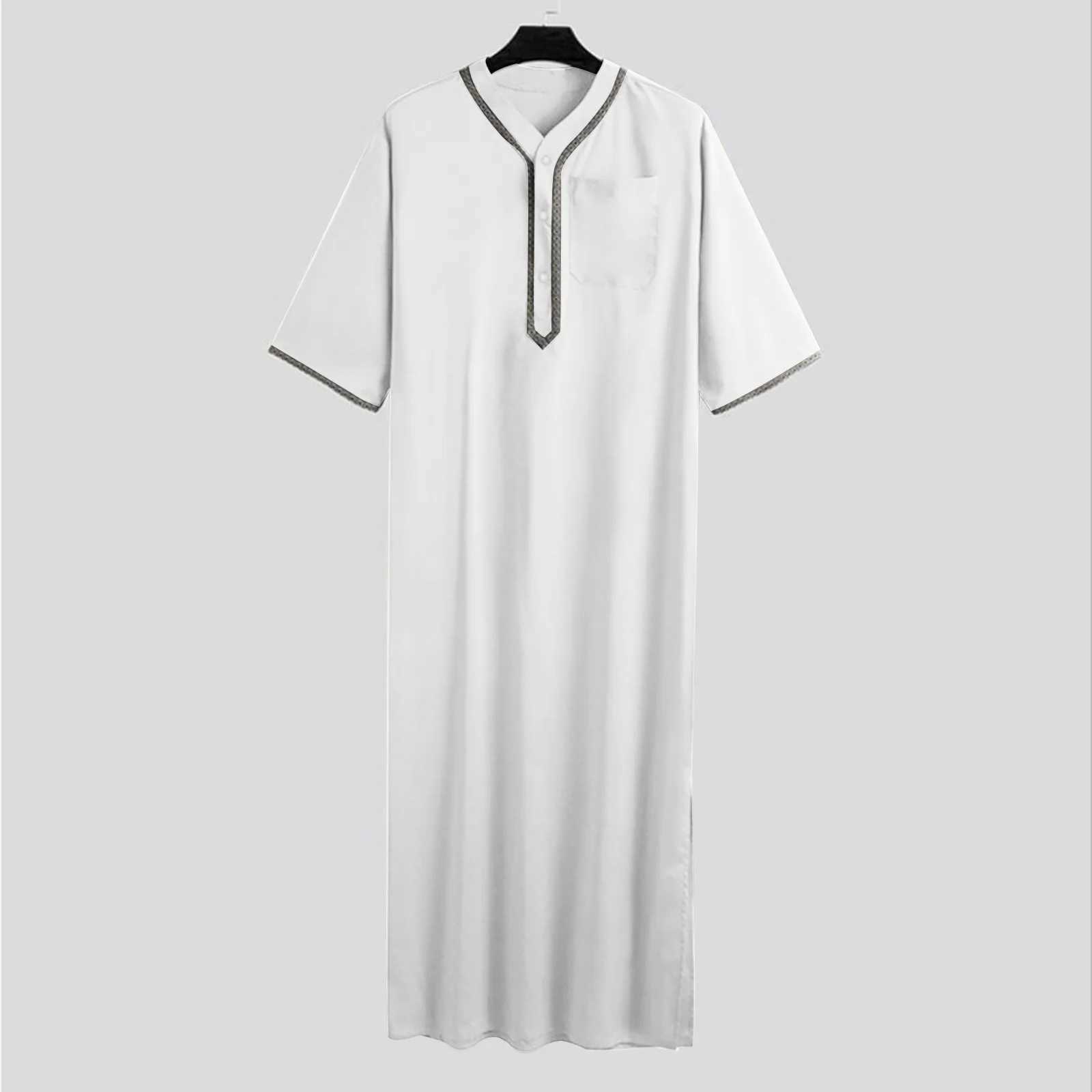 Muslim Men Jubba Thobe Solid Color Button Kimono Middle Robe Saudi Musulman Shirt Stand Collar Islamic Arabic Kaftan Men Abaya X250514