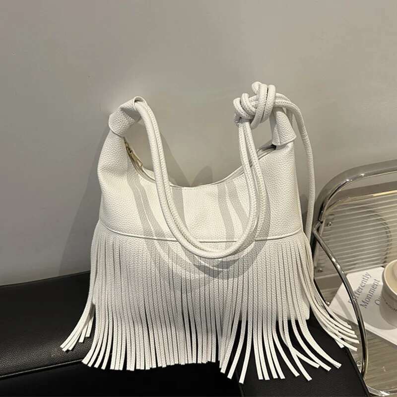 Vintage Tassel Shoulder Bag For Women Daily Used, Soft PU Leather Versatile Crossbody Bags Ladies Casual Handbag
