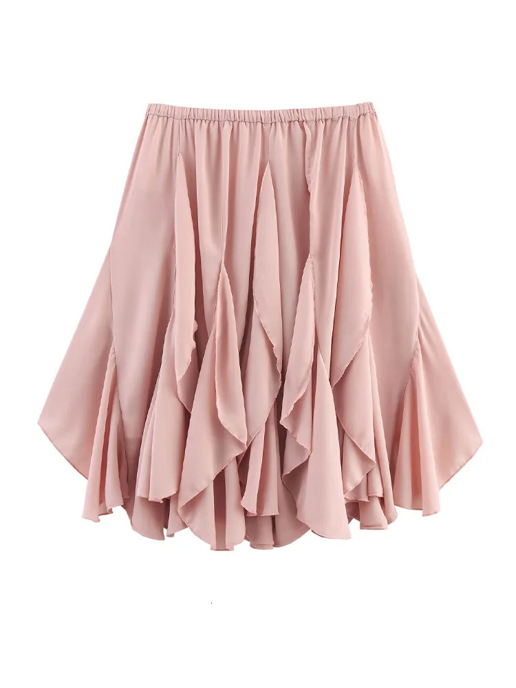 Womens Clothing European and American style slim high waist irregular layered decorative skirt 250514