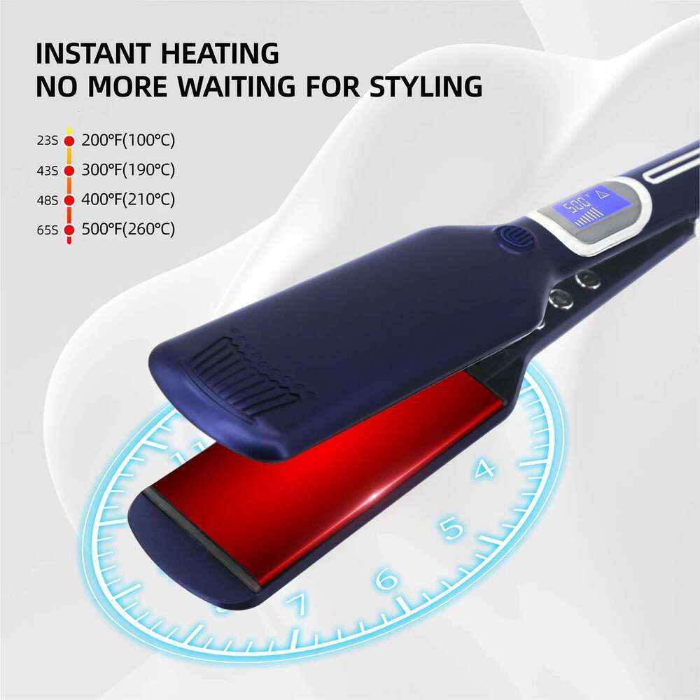 Professional Hair Titanium Plate Fast Heat Up 500F Flat Iron 2 In 1 Straightener And Curler Styling Tool